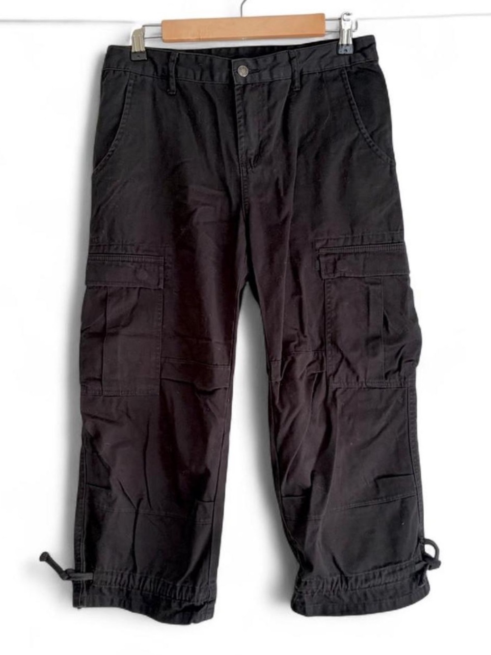 Boston Proper 100% Cotton Black Cargo Cropped Pants Size 8
